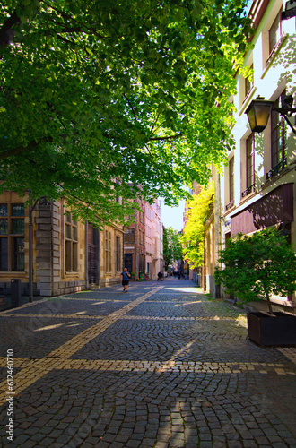 Antwerp  Belgium MAY02  2018 Scenic landscape view of old street in the historic city center of Antwerpen  Antwerp . Famous touristic place and travel destination in Europe