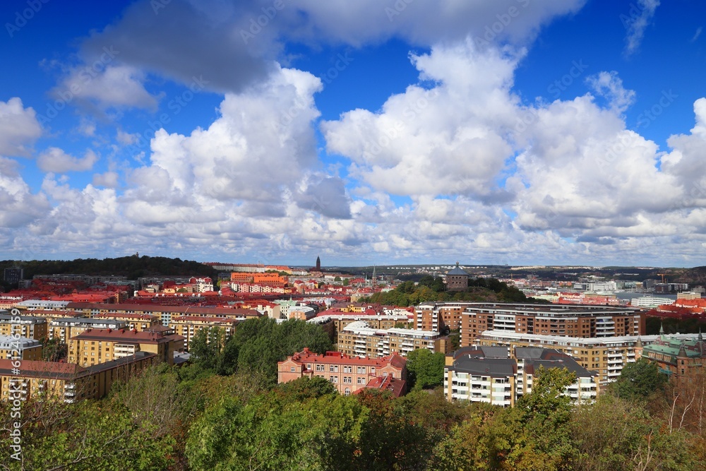 Gothenburg city, Sweden - urban cityscape with Olivedal and Masthugget districts. Sweden landmarks.