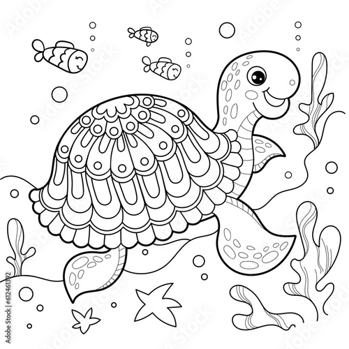 Photography Cheerful sea turtle underwater