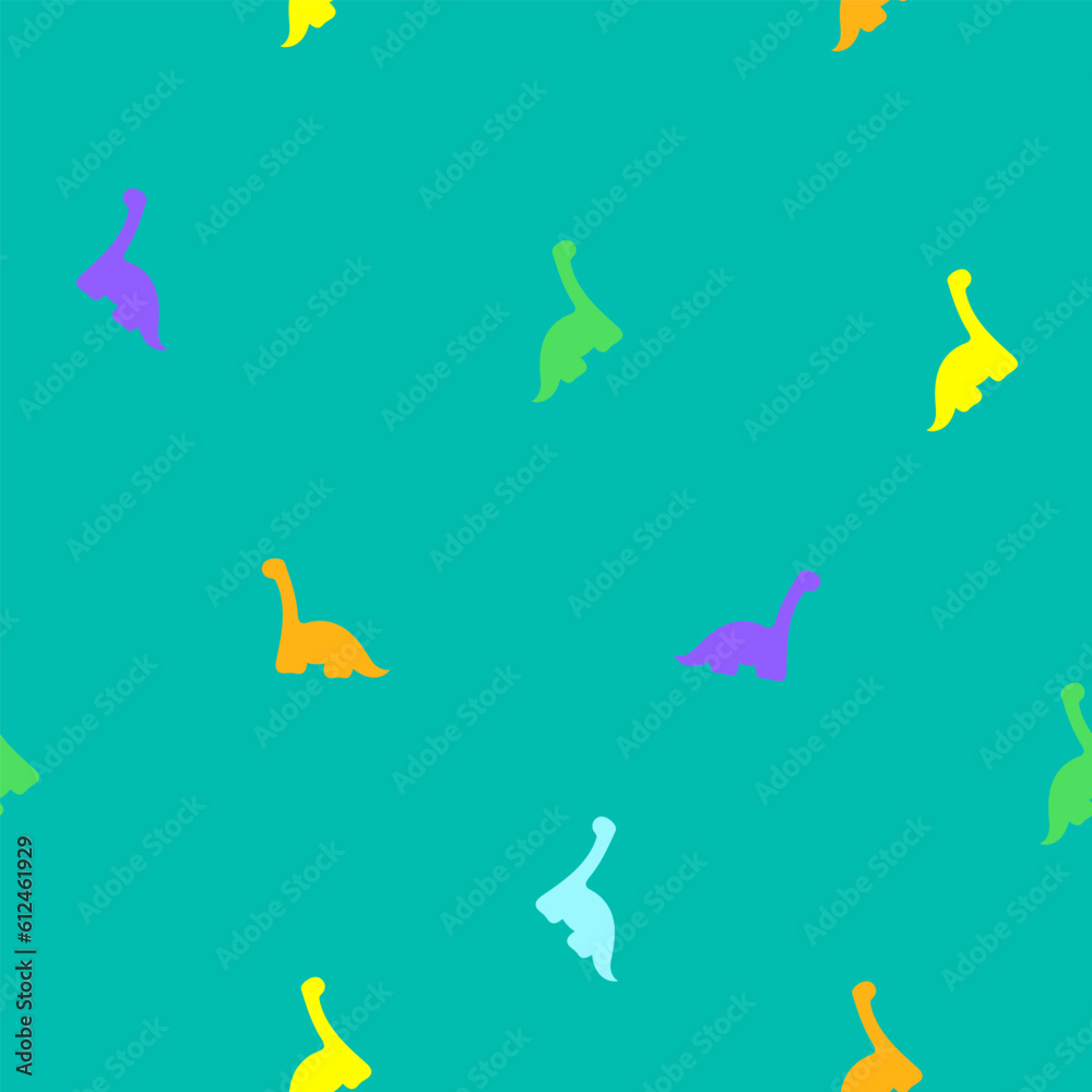 Fototapeta premium Cute multicolored dinosaur seamless pattern.prehistoric illustration for kids fashion,textile,cloth,dino character in doodle style.