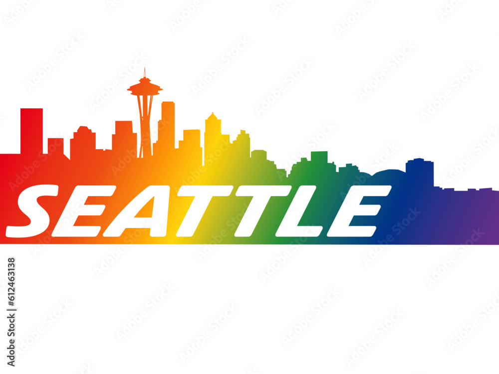 Seattle city skyline illustration PRIDE