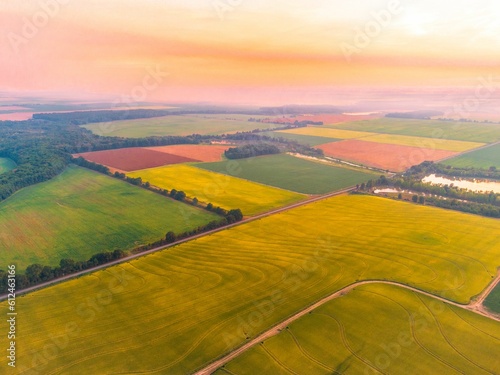 Aerial view of a countryside field