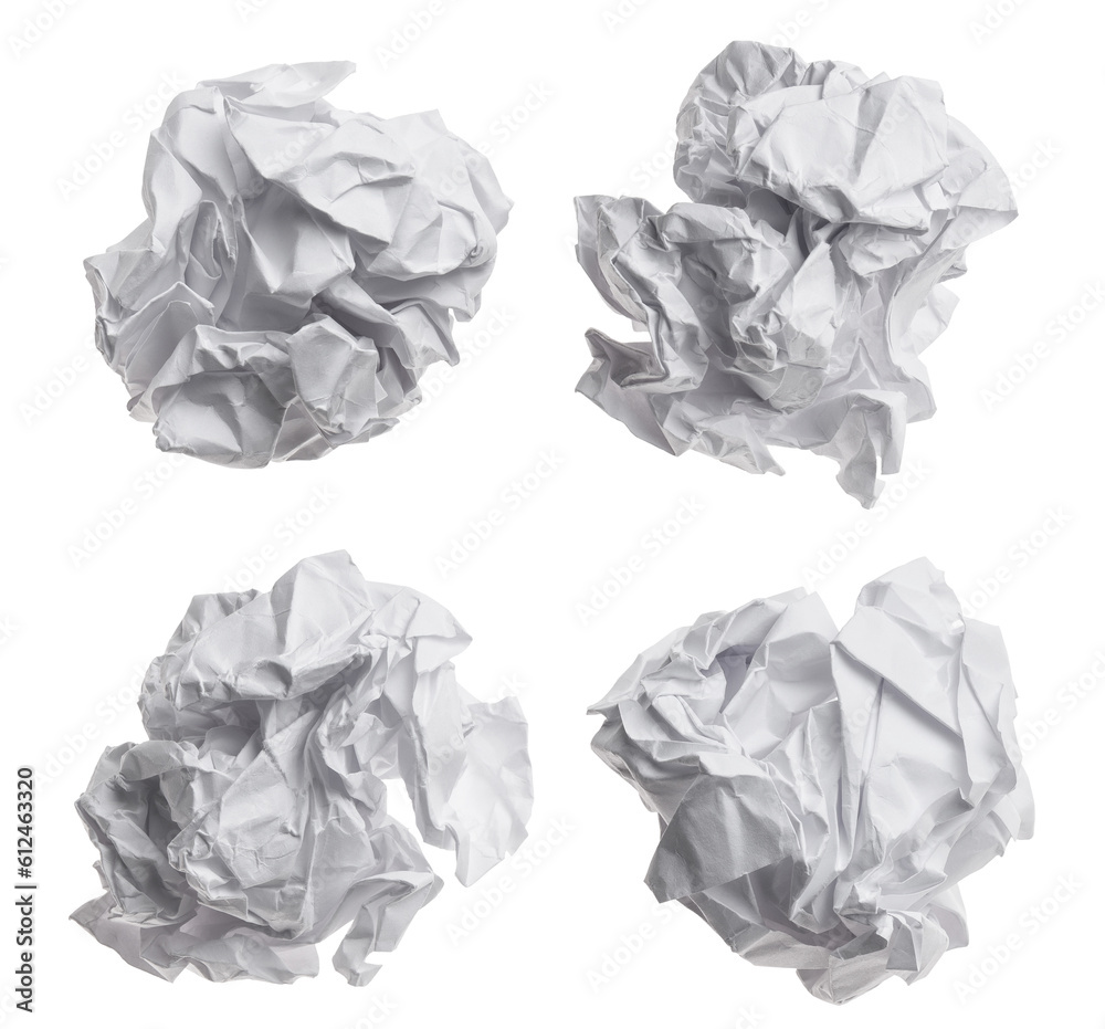 Set of crumpled paper balls, cut out