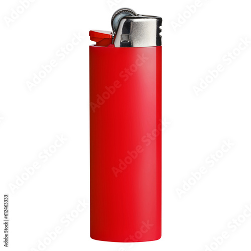 Red cigarette lighter cut out photo