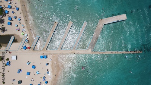 Aerial view of the docks in Crash Boat Beach in Aguadilla, Puerto Rico photo