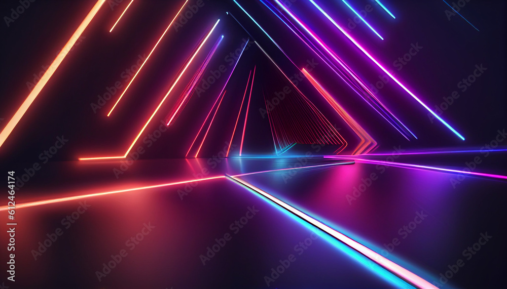 Abstract neon lights background with laser rays Ai generated image Abstract neon lights background with laser rays Ai generated image