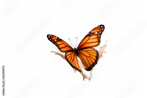 Butterfly with colorful wings isolated on white. Generative AI. © swillklitch