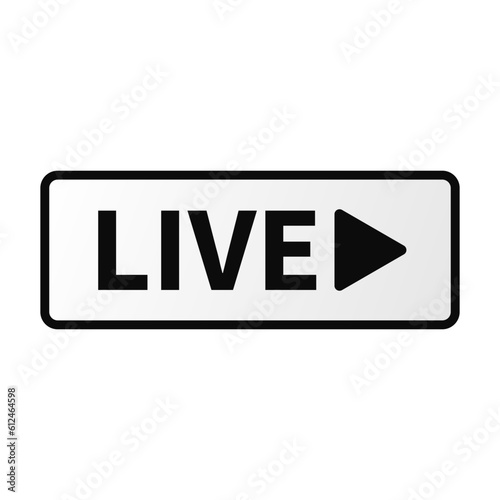 Live Icon In White Color And Rectangle Shape With Black Line For Video Editing
