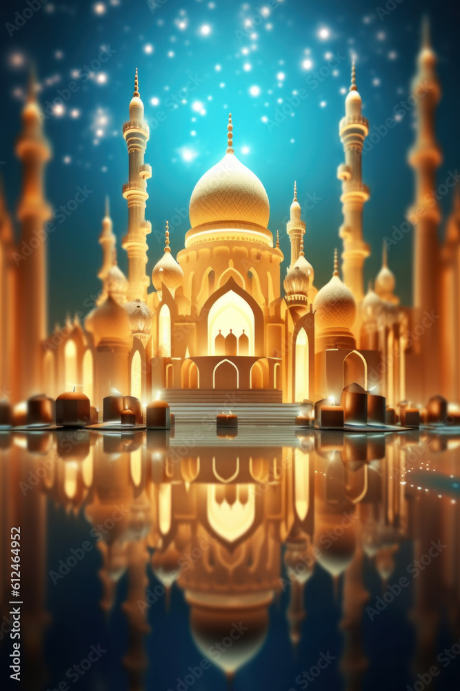 Festive Ramadan Background.  Illustration AI Generative.