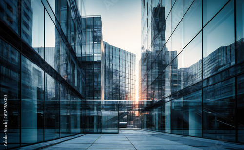 large glass office buildings in a city