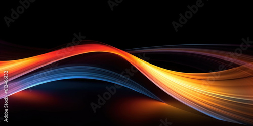 Bright lighting on a black background, in the style of colorful curves. AI generative