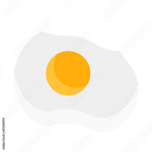 Fried Egg In Top View And Unique Shape With Flat Style
