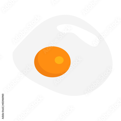 Fried Egg In Top View And Unique Shape With Flat Style
