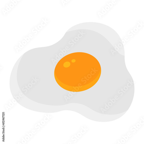 Fried Egg In Top View And Unique Shape With Flat Style
