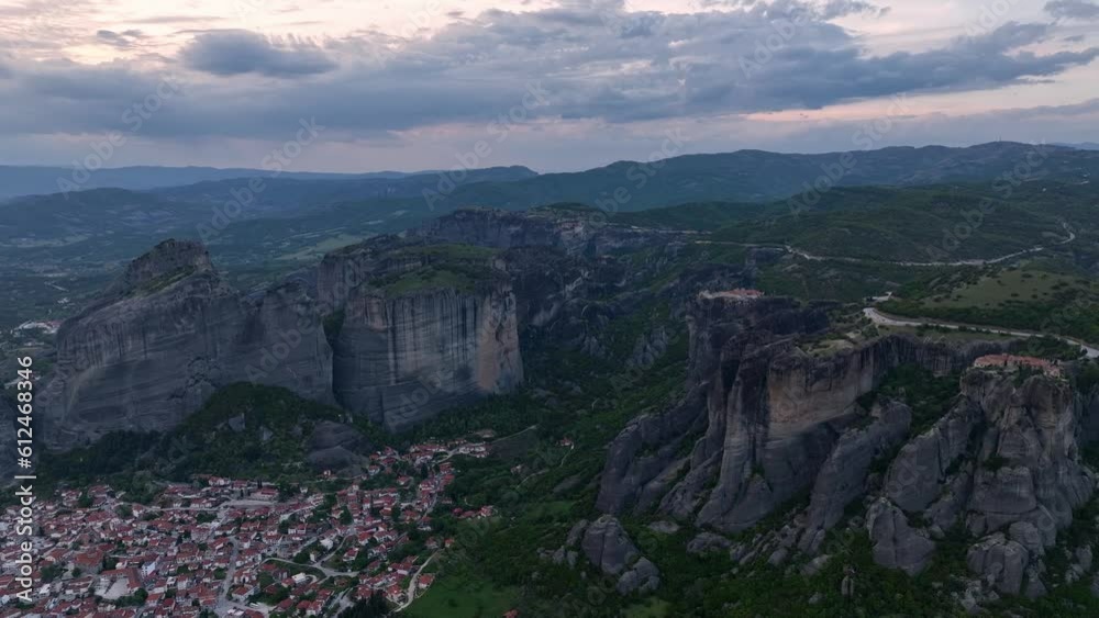 Aerial view of Meteora Monastery in Kalambaka, Greece Aerial view of Meteora Monastery in Kalambaka, Greece
