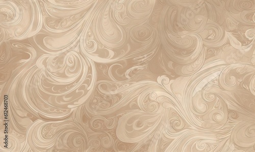 a beige background with swirls and waves in the middle of it, with a light brown background and a light brown background with a light brown border. generative ai