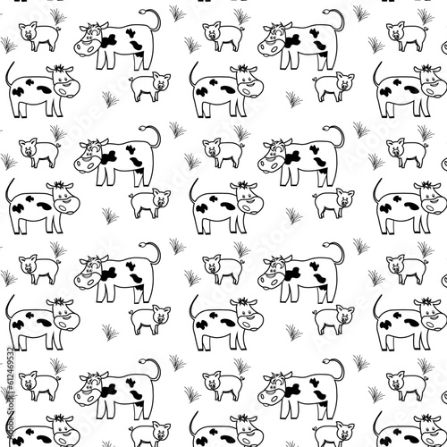 Piglet and bull background.