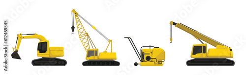 Construction Machinery and Heavy Vehicle Vector Set