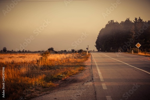 Long empty road in the countryside