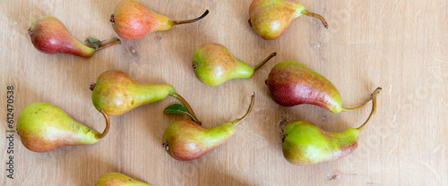 pears on a wooden table 