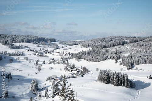 Mesmerizing view of the Black Forest in winter in Schluchsee, Germany