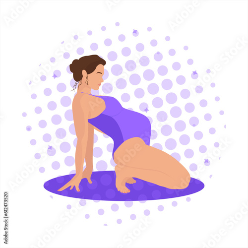 Pregnant woman doing yoga and sports. Йога для беременных.