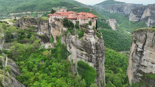 Aerial view of Meteora Monastery in Kalambaka, Greece