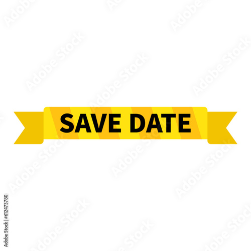 Save Date In Yellow Color And Ribbon Rectangle Shape For Announcement 