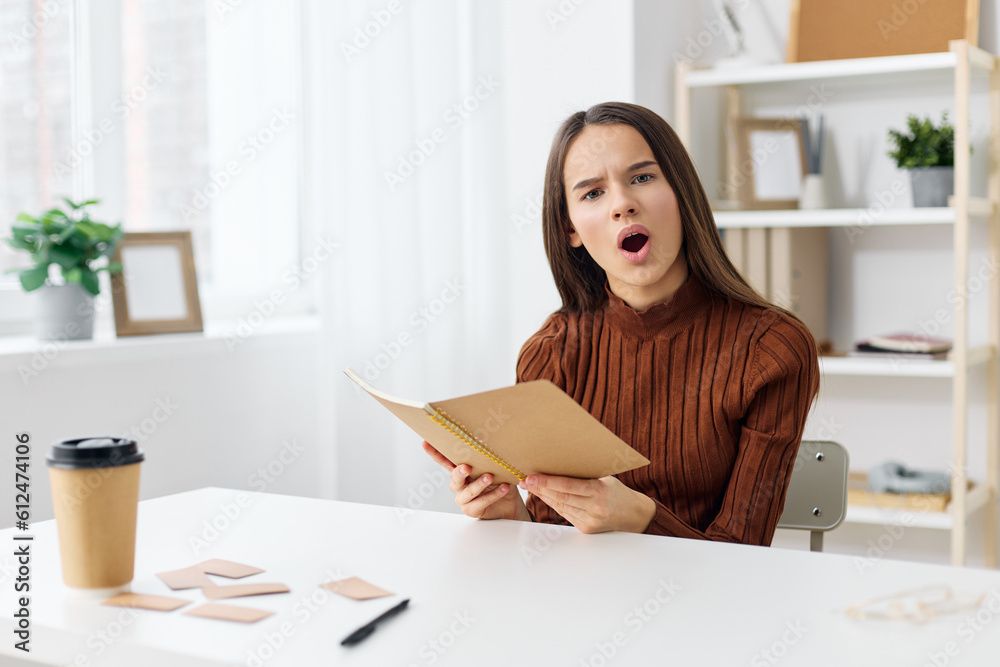 notebook girl preparation schoolgirl student desk exam table education teenager notebook girl preparation schoolgirl student desk exam table education teenager