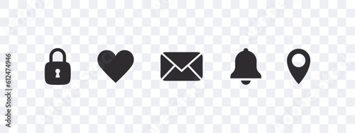 Notification and geolocation icons. Functional web icons. Vector scalable graphics