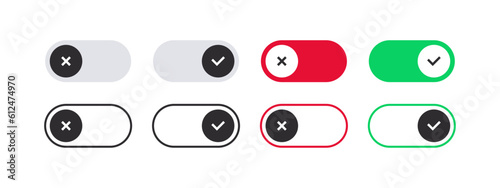 On and Off switch icons. On Off buttons set. Vector scalable graphics photo