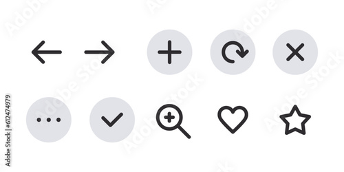 Website or mobile app functional icons. Interface icons. Vector scalable graphics