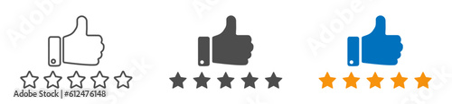 Customer product rating with five stars vector icons collection