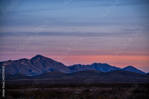 Sunset in the North Mexican Desert with the mountains in the background