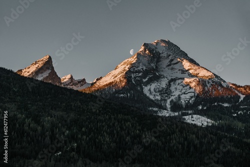 Beautiful view of a huge mountain during sunset