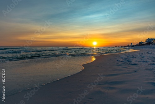 Scenic shot of Seagrove Beach at sunset in Florida, US