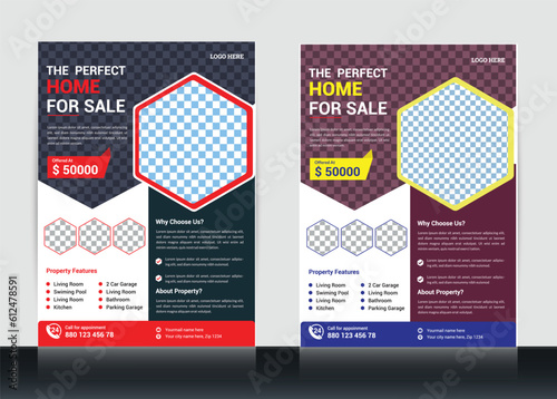 Creative Real estate house property for sale, flayer template.