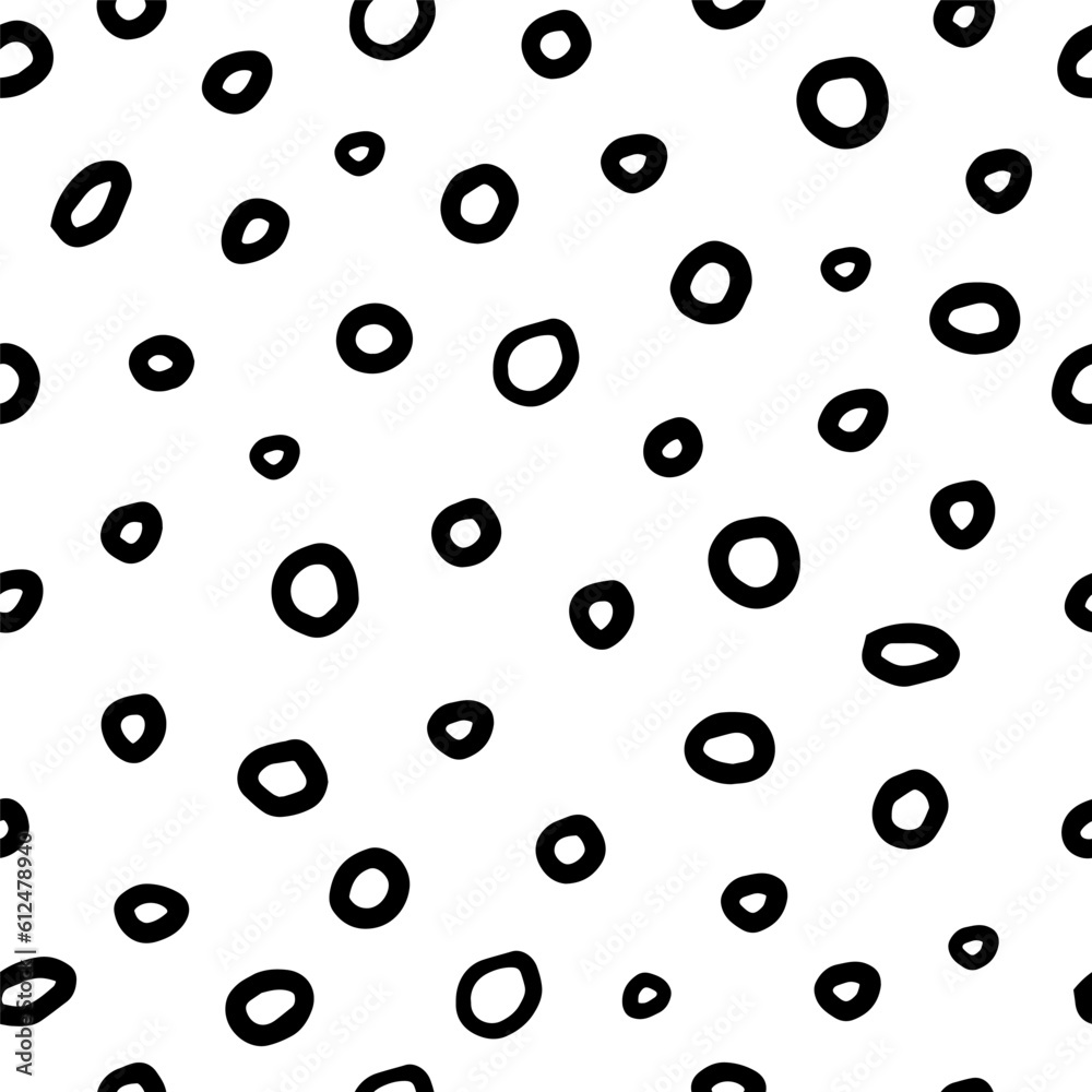 Abstract seamless pattern with dots, circle  for decoration interior, greeting card, print posters, business banner, wrapping in modern scandinavian style in vector. Doodle style