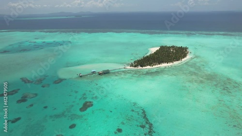 Aerial video panning around one of the Balabac islands photo