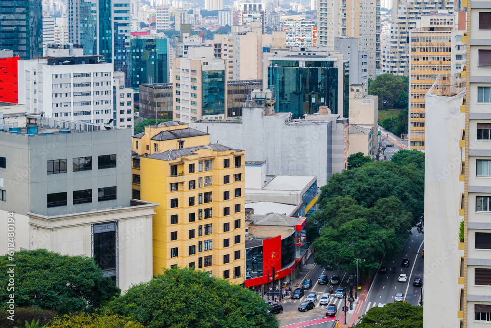 Aerial view of paulista avenue, São Paulo, Brazil. 