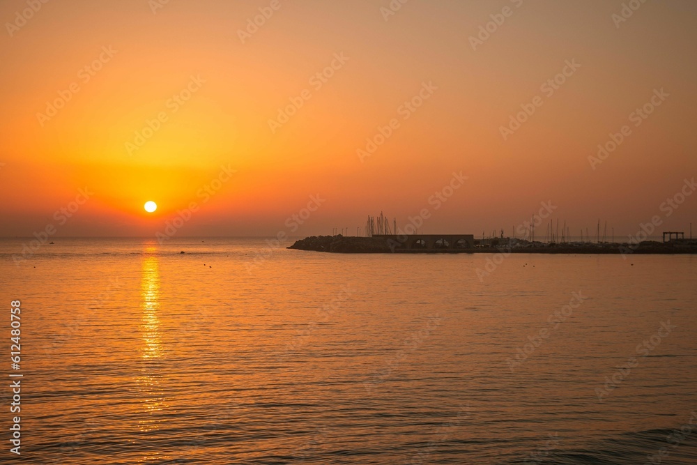 Beautiful sunset over the Adriatic sea on the Italian coast
