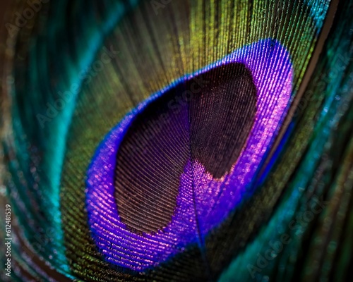Close-up shot of a colorful peacock feather, perfect for a pattern © Sunanda/Wirestock Creators