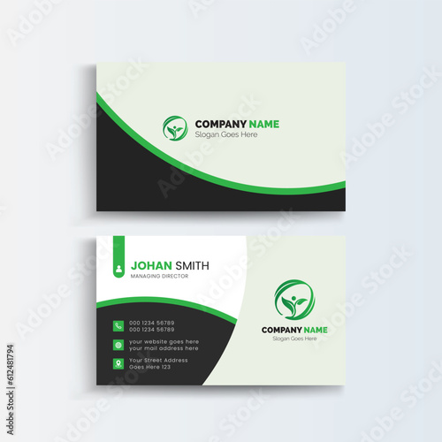 Lawn Care Clean and simple modern business card, Modern simple light business card template with flat user interface. Double-sided creative Lawn Care business card template
