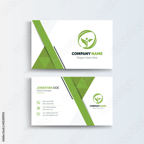 Lawn Care Clean and simple modern business card, Modern simple light business card template with flat user interface. Double-sided creative Lawn Care business card template
