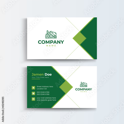 Lawn Care Clean and simple modern business card, Modern simple light business card template with flat user interface. Double-sided creative Lawn Care business card template
