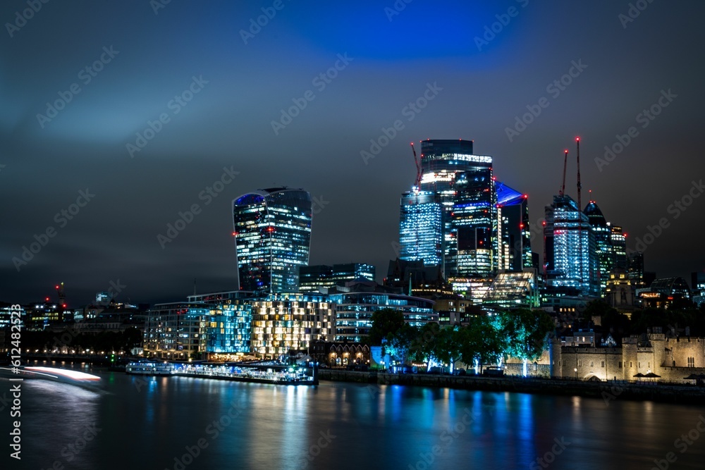 London financial district at night