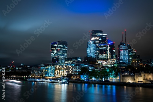 London financial district at night