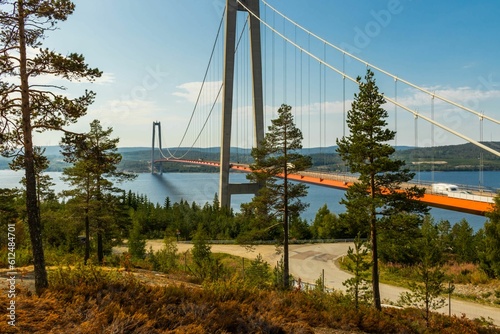 Scenic view of the High Coast Bridge on a sunny day, Sweden photo