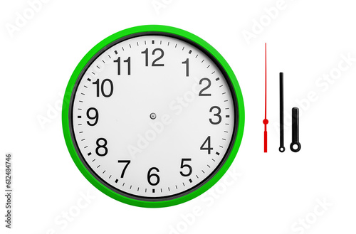 Obraz na płótnie Round clock with arrows isolated on white background. w salonie