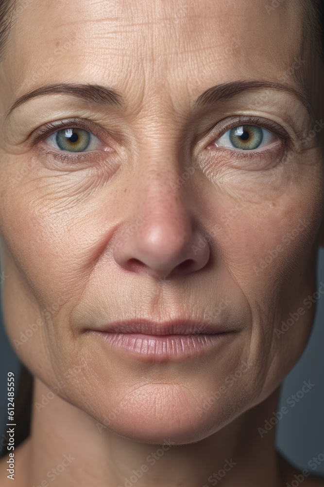 Close up studio headshot of a beautiful mature woman looking at the camera. Generative AI Close up studio headshot of a beautiful mature woman looking at the camera. Generative AI